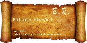 Bálinth Richárd névjegykártya